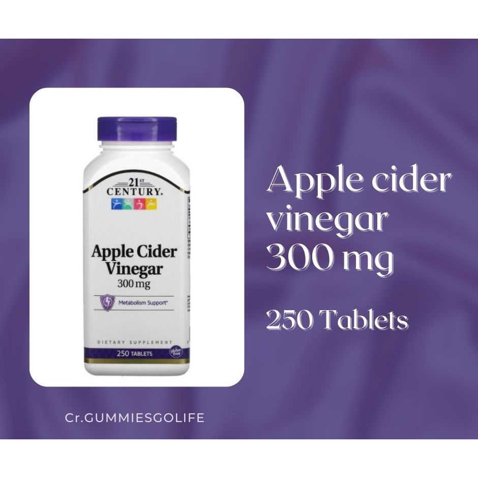 [พร้อมส่ง!] 21st Century Apple Cider Vinegar 300mg น้ำส้มสายชูหมักแอปเปิ้ล 200 เม็ดกลืน