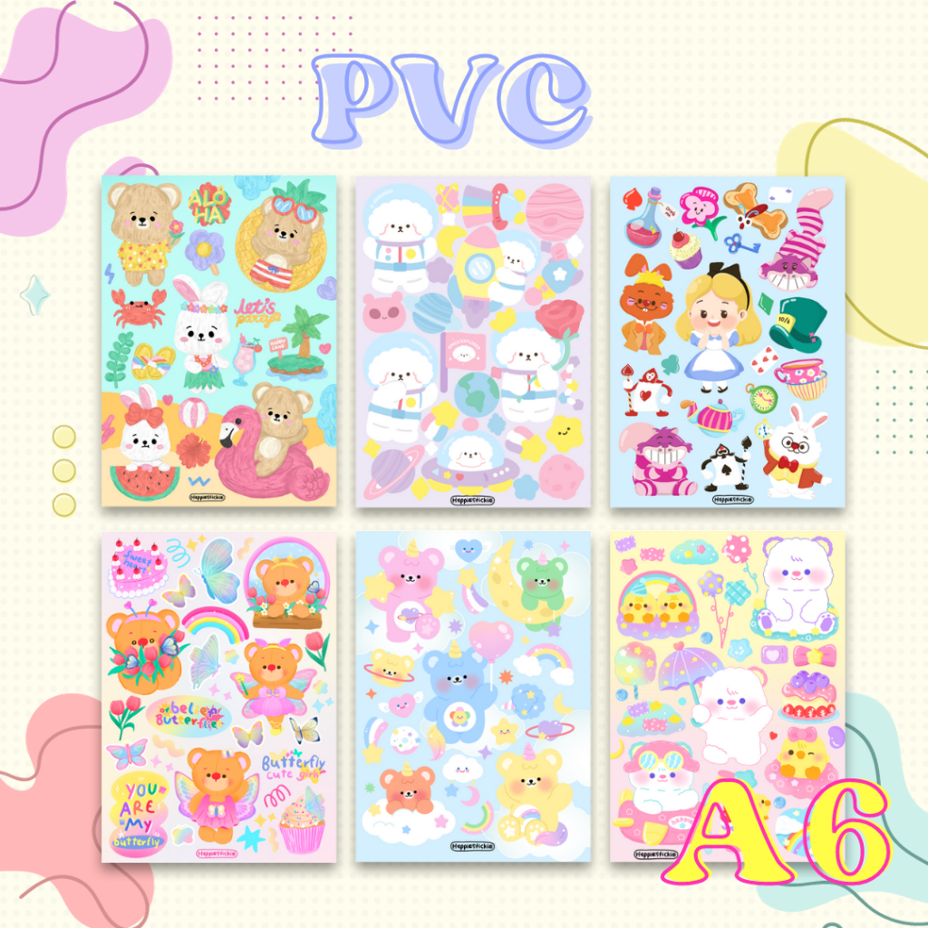 สติกเกอร์ PVC A6 happiestickie สำหรับติดเคสมือถือ เคส ipad
