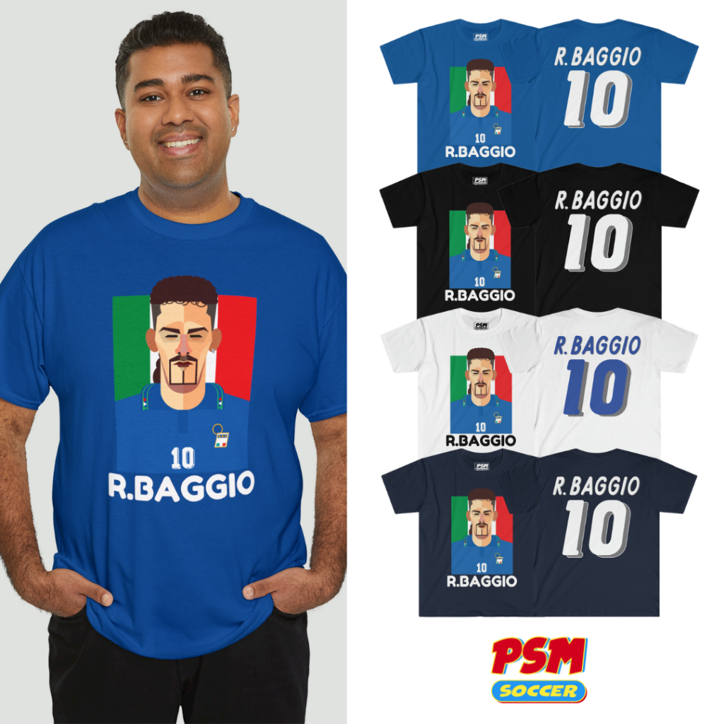 PSM เสื้อยืดลายนักฟุตบอล Roberto Baggio ฟุตบอลโลก ปี1994