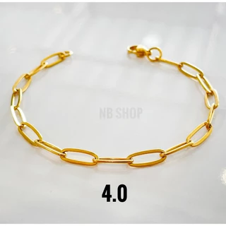 400 สร้อยข้อมือสอตนเลส สีทอง สีเลส ลายโซ่ทับมน(โซ่US) 2.6และ4.0