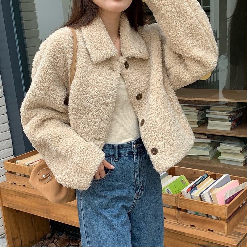 [พร้อมส่งในไทย] CD353 แจ็คเก็ตขนแกะด้านในบุหนังกลับทรงสวย