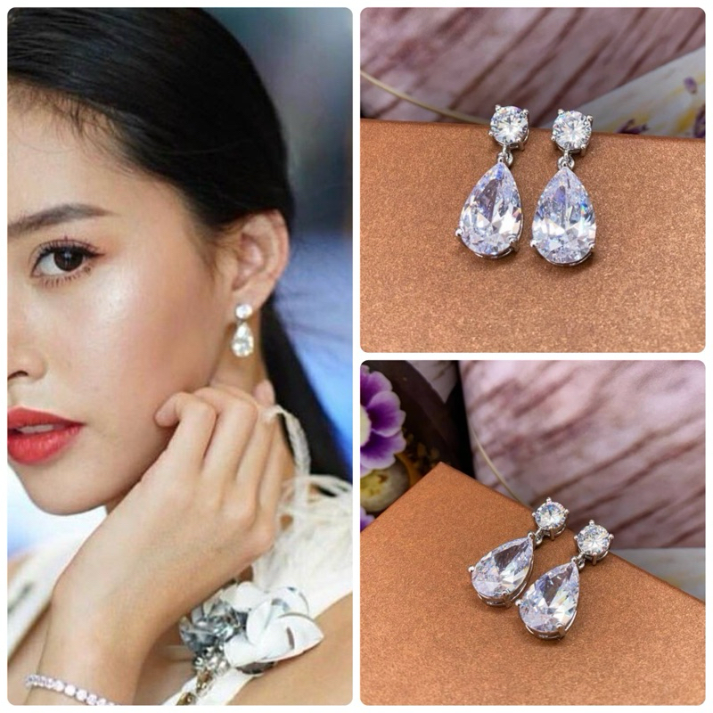 ต่างหูเพชร CZ แท้ ต่างหูแฟชั่น  งานเกรดจิวเวลรี่ SE-2025