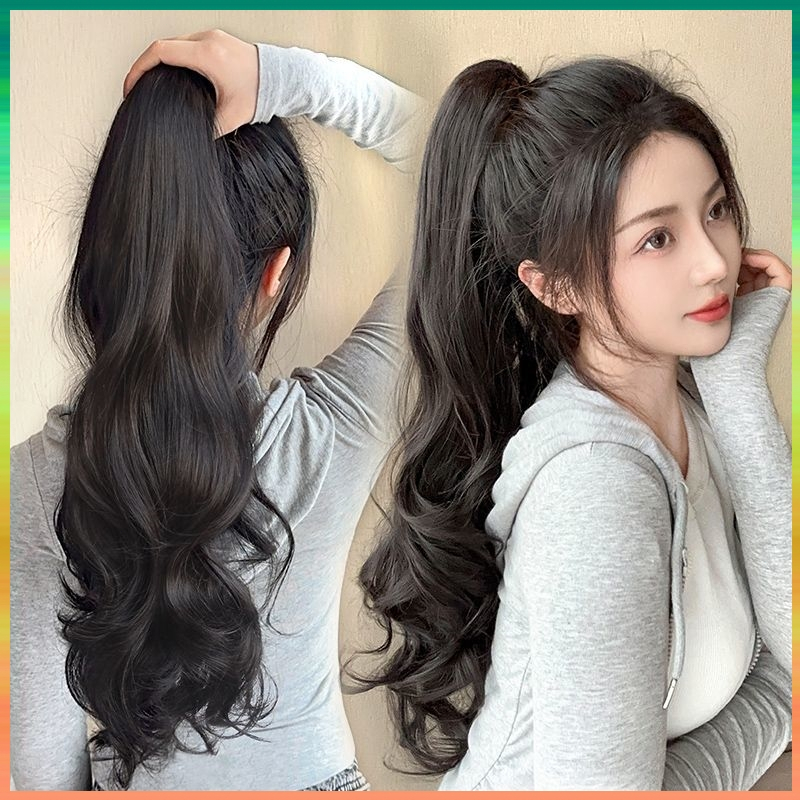 แฮร์พีชหางม้า หยิก ผมหางม้ามีสายรัด ดัดลอนได้ ผมนิ่ม สวย ดูเป็นธรรมชาติ ใช้งานง่าย ยาว 35/45/55 ซม สะดวก ดูเป็นธรรมชาติ