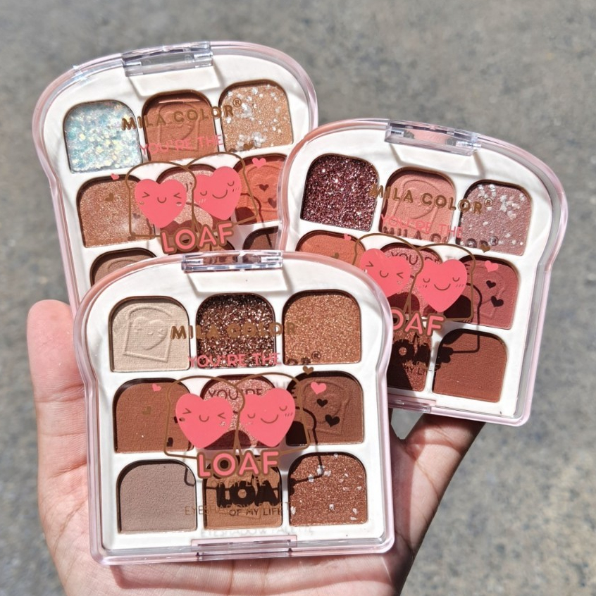 พาเลทตา9ช่อง mila color โทนน้ำตาล อายแชโดว์+กริตเตอร์ เนื้อละเอียด สีสวย MC5058