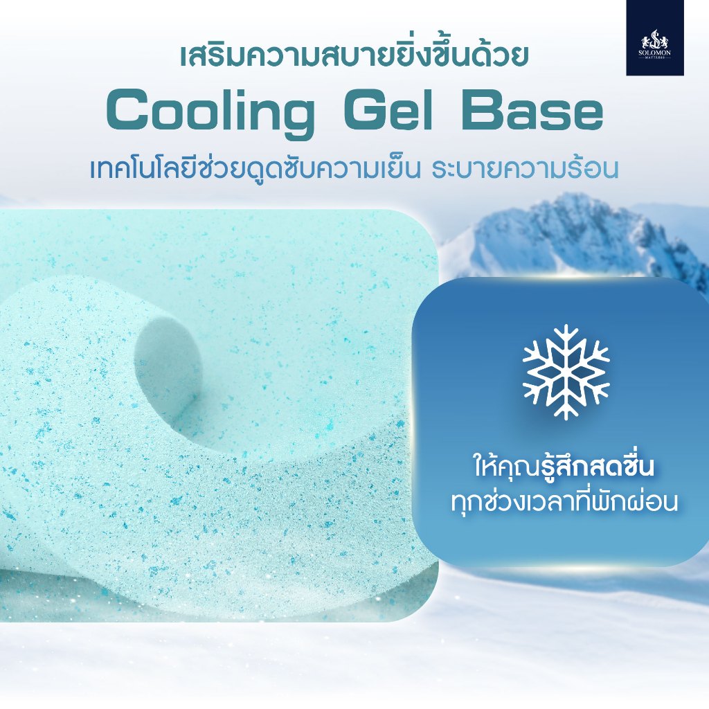 Solomon ที่นอนเย็นดูดวิญญาณ [ส่งฟรี] หนา4นิ้ว หนา6นิ้ว รุ่น Cooling Tech ที่นอนเย็น นุ่มแน่น แถมประกัน 10 ปี