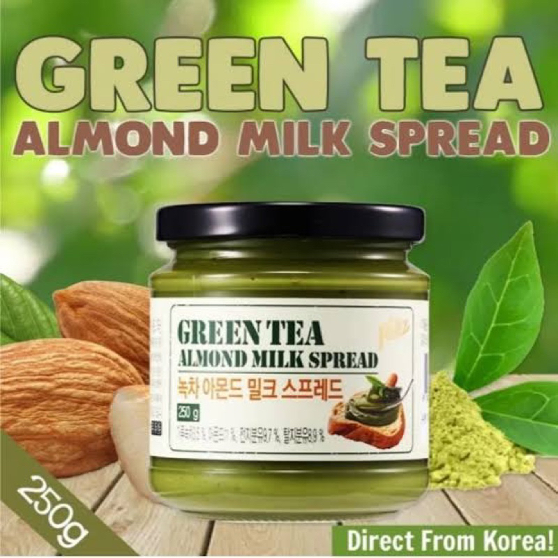 Green tea almond milk spread 250g. นำเข้าจากเกาหลี🇰🇷 สเปรดชาเขียวนม อัลมอนด์ ทาขนมปัง จิ้มขนม