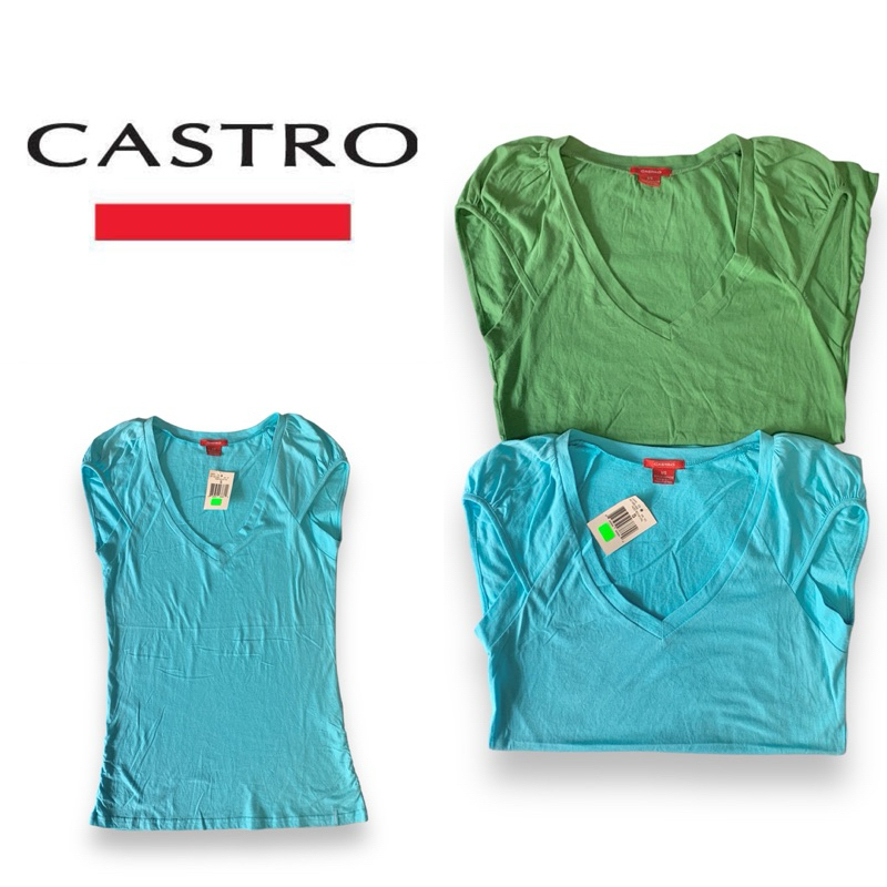 Castro(แคสโทร) GC106 เสื้อผู้หญิง คอวี แขนกุด ลำตัวยาว สีฟ้า สีเขียว