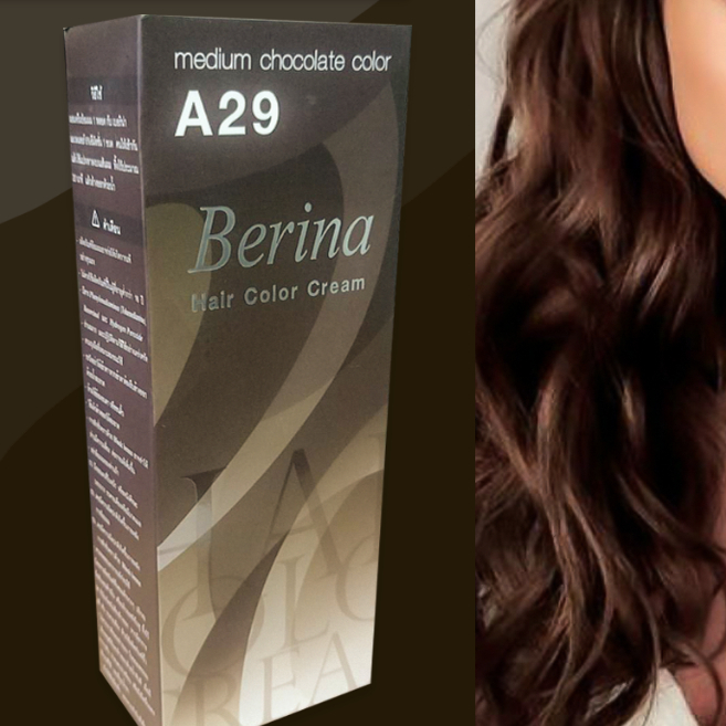 เบอริน่า A29 สีช็อกโกแล็ตกลาง สีผม สีย้อมผม เปลี่ยนสีผม ครีมย้อมผม  Berina A29 Medium Chocolate Hair