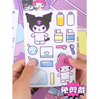 สมุดตุ๊กตา DIY หนังสือการ์ตูน Sanrio หนังสือการ์ตูน kuromi Melody กึ่งสําเร็จรูป แบบสร้างสรรค์ เสียงเงียบ DIY ของเล่นสํา