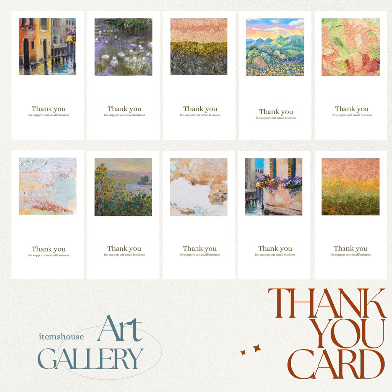 THANK YOU CARD รุ่น Art Gallery การ์ดขอบคุณ บัตรขอบคุณ สไตล์มินิมอล (10 ใบ)
