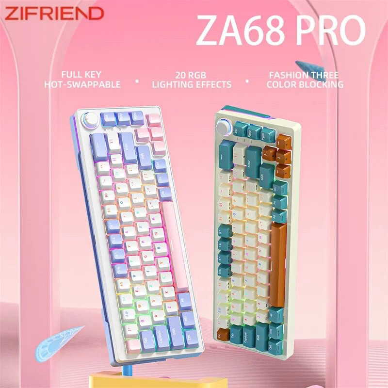 ZIFRIEND ZA68 Pro - คีย์บอร์ดขนาด 65% คีย์บอร์ดไร้สาย Bluetooth / Wireless 2.4Ghz / USB-C