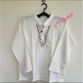 เสื้อผ้าฝ้าย ปักลาย แขนยาว