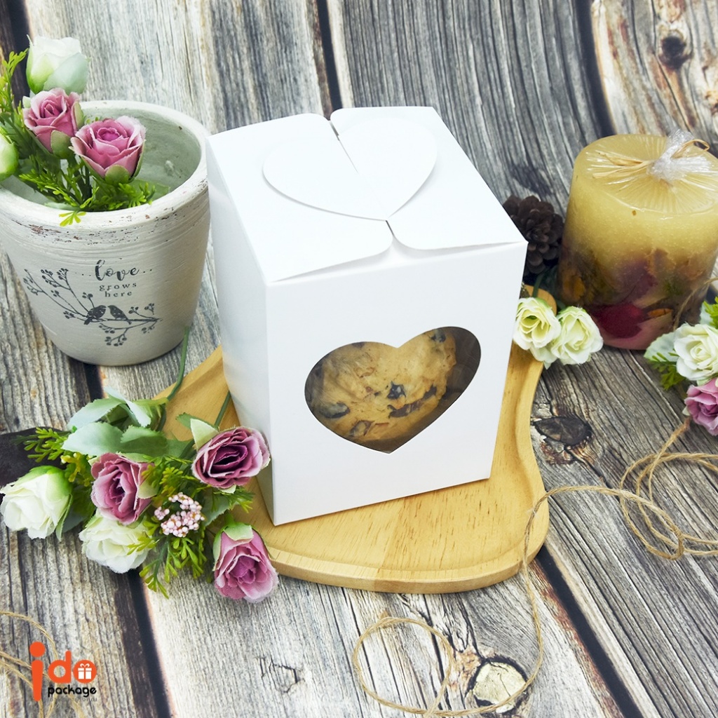 Idopackage- กล่องเบเกอรี่สีขาว แบบมีหู/เชือกหิ้ว ใส่คุกกี้ ขนมต่างๆ หลากหลายขนาด แพ็คละ 10 ใบ ราคา ถูกที่สุด ดีลบีเคเค แกลเลอรีภาพที่ 5
