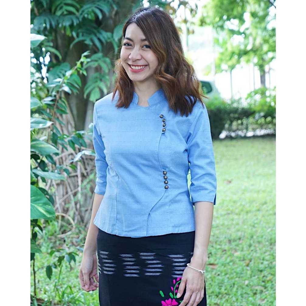 เสื้อผ้าฝ้ายเยื่อไผ่ป้ายหน้ากระดุมทอง