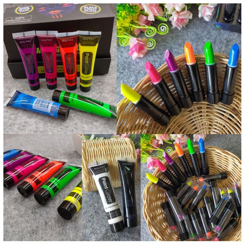 Paint Glow สีทาตัว ลิปสติกเรือนแสง สีเรืองแสง บอร์ดี้แพ้น Glow Face Paint