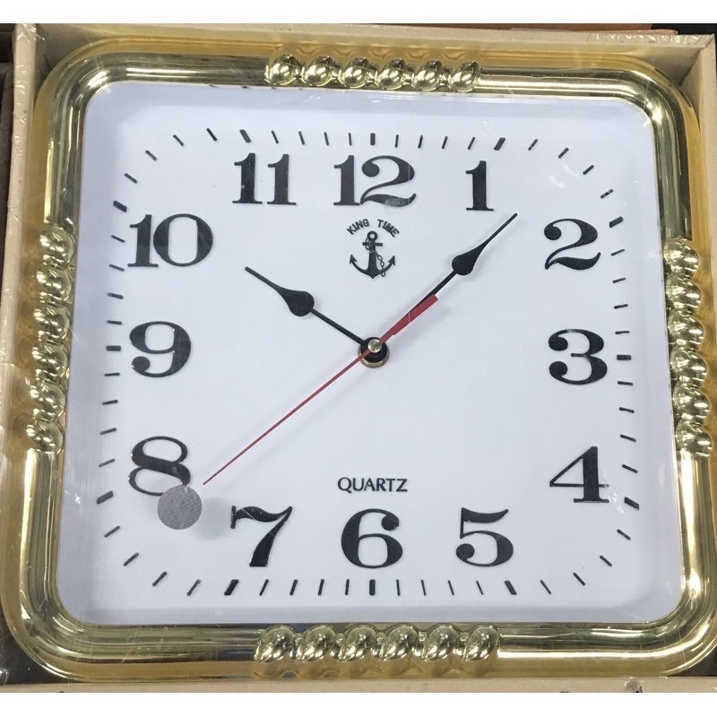 นาฬิกาแขวนผนัง KING TIME สมอดำ No.04 KING TIME ตราสมอแท้ 100%ทรงสี่เหลี่ยม ขนาด 12 นิ้ว
