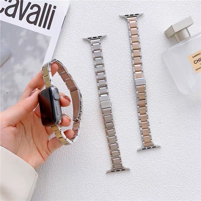 พร้อมส่ง สายสแตนเลสข้อต่อ เส้นเล็ก ใช้ได้กับ Smart Watch 8 7 6 5 4 3 2 1 Se Ultra และ Ultra8Pro Helo Ultra HW68mini