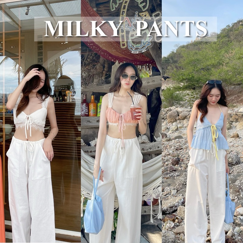 ONNIE.16 - Milky pants กางเกงผ้าฝ้ายทอพิเศษ