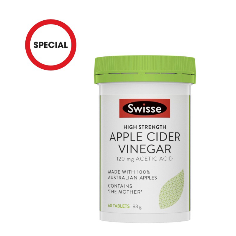 Swisse High Strength Apple Cider Vinegar 60 เม็ด Exp. 07/2025 พร้อมส่ง