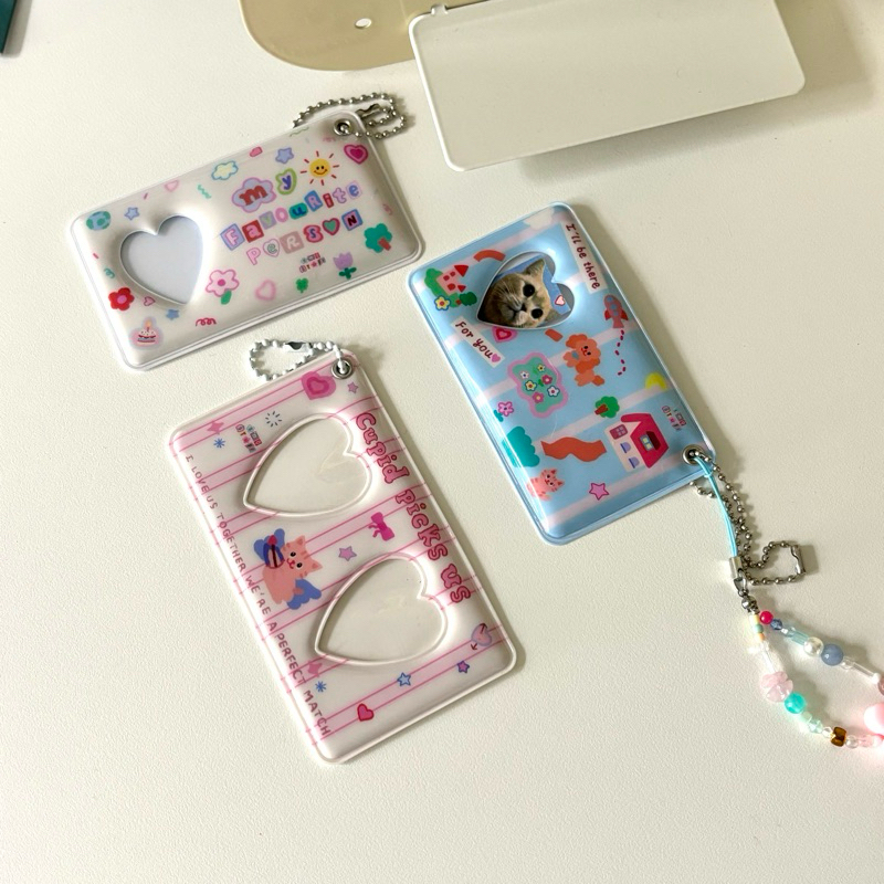 👀พร้อมส่ง พวงกุญแจการ์ดใส่รูปและบัตรได้ 📫 ลายการ์ตูน ออกแบบเอง