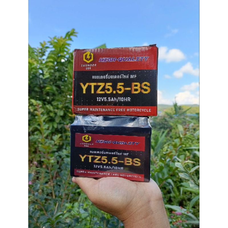 แบต YTZ5.5A THUNDER 12.8Vใหม่ไฟแรง 5.5A CCAสูงกว่า10%เพื่อสตาทติดเบา YTZ5.5