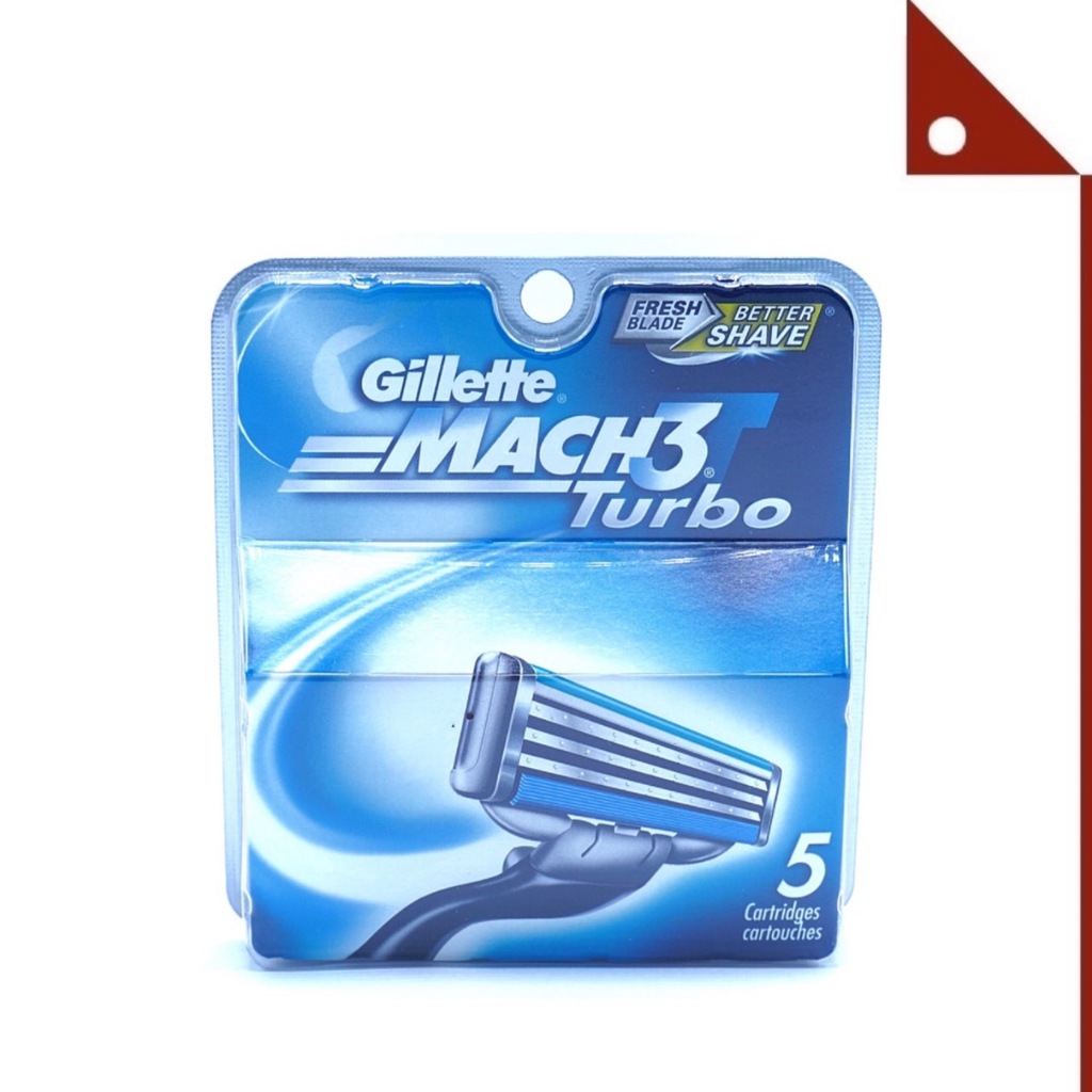 Gillette : GILGM3T-5* ใบมีดโกน Mach 3 Turbo Razor blades 5 Count