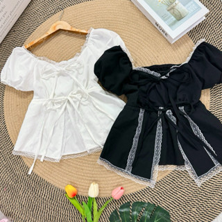 เสื้อครอปลูกไม้ผูกหน้า (แค่เสื้อ)