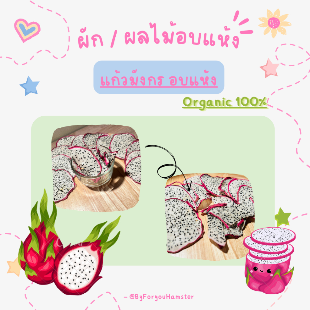 แก้วมังกร อบแห้ง organic 100%