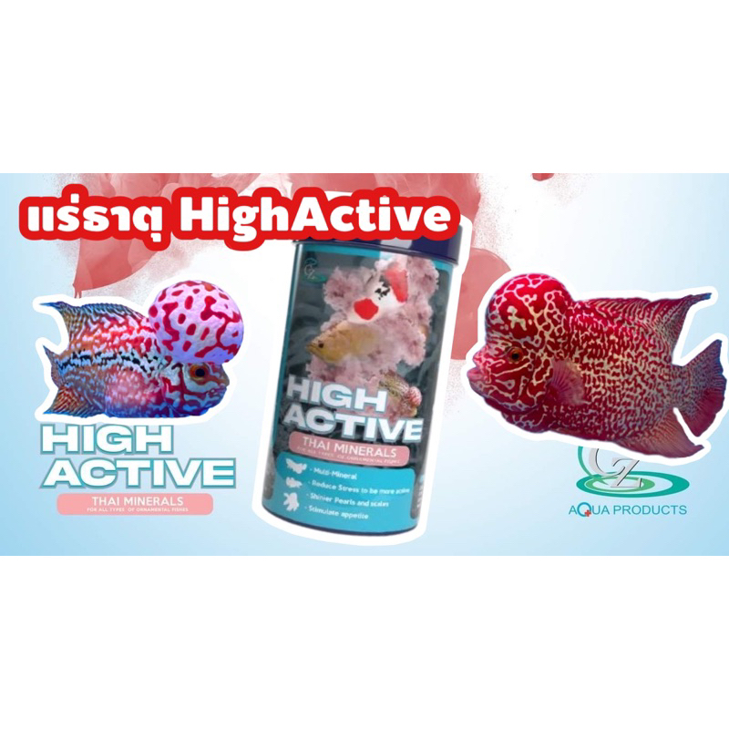 High Active (แร่ธาตุลดเครียด เร่งสี เกล็ดเงางาม) สำหรับ ปลาหมอสี ปลาน้ำจืด ปลาสวยงาม