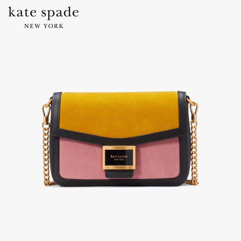 KATE SPADE NEW YORK KATY COLORBLOCKED SUEDE LEATHER FLAP CHAIN CROSSBODY KD114 กระเป๋าสะพายไหล่