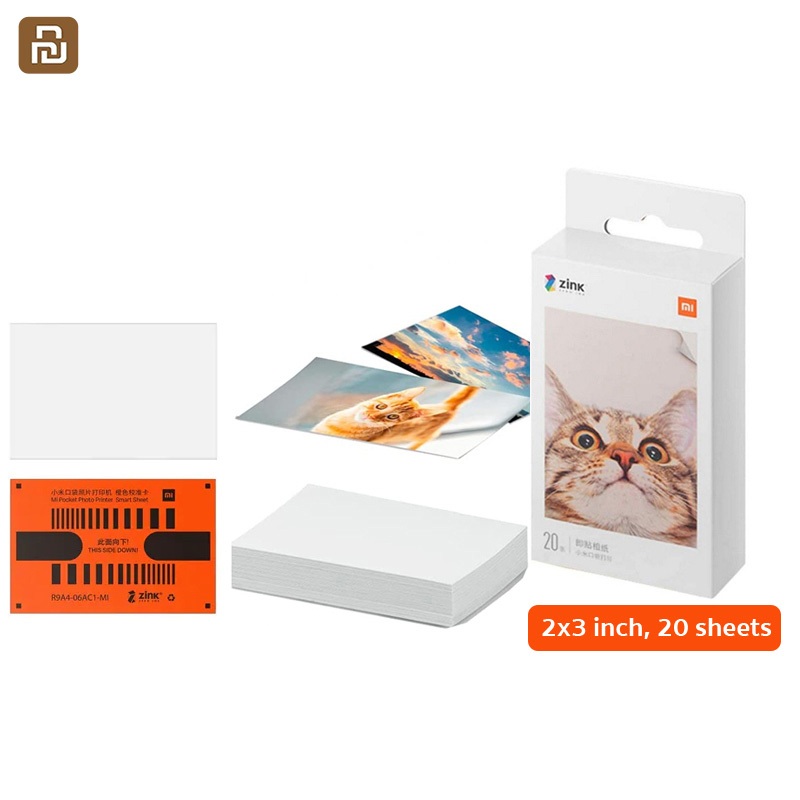 For Xiaomi Portable Photo Printer Paper (1 กล่อง 20 แผ่น) ขนาด 2x3 นิ้ว กระดาษพิมพ์ กระดาษโฟโต้ กระดาษปริ้น