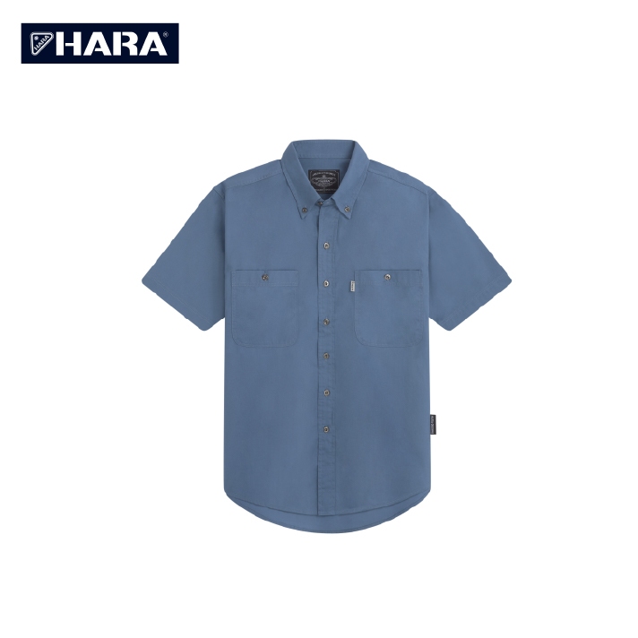 Hara เสื้อเชิ้ต Hara Classic สีน้ำเงินอ่อน สองกระเป๋าพร้อมกระดุมเหล็ก HMGS-901614 (เลือกไซส์ได้)