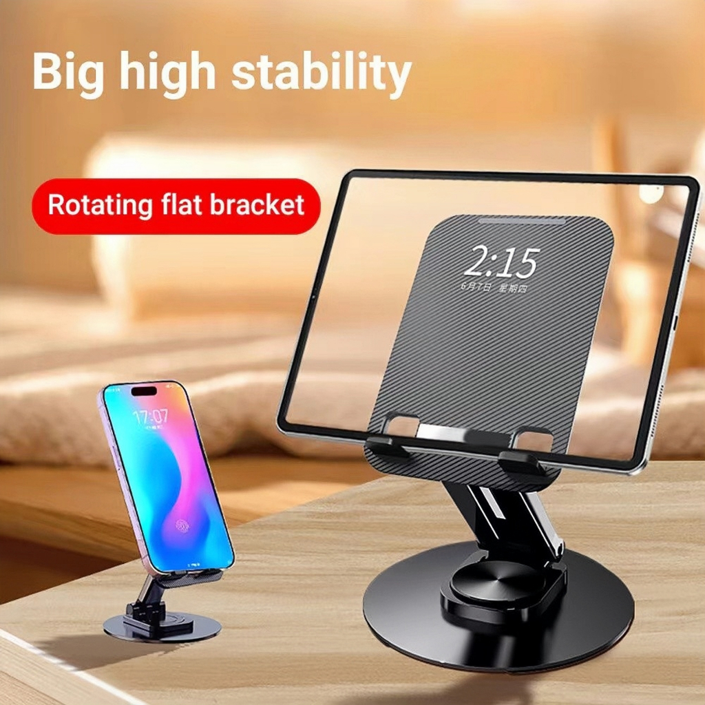 ipad stand ขาตั้ง แบบพับได้ สำหรับ iPad แท็ปเล็ต มือถือแท่นวางแท็บเล็ตแบบโลหะหมุนได้ 360°