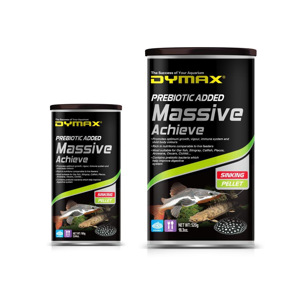 อาหารปลาใหญ่ ผสมพรีไบโอติก แบบเม็ดจม Dymax Massive Achieve แมสซีฟ อะชีฟว์