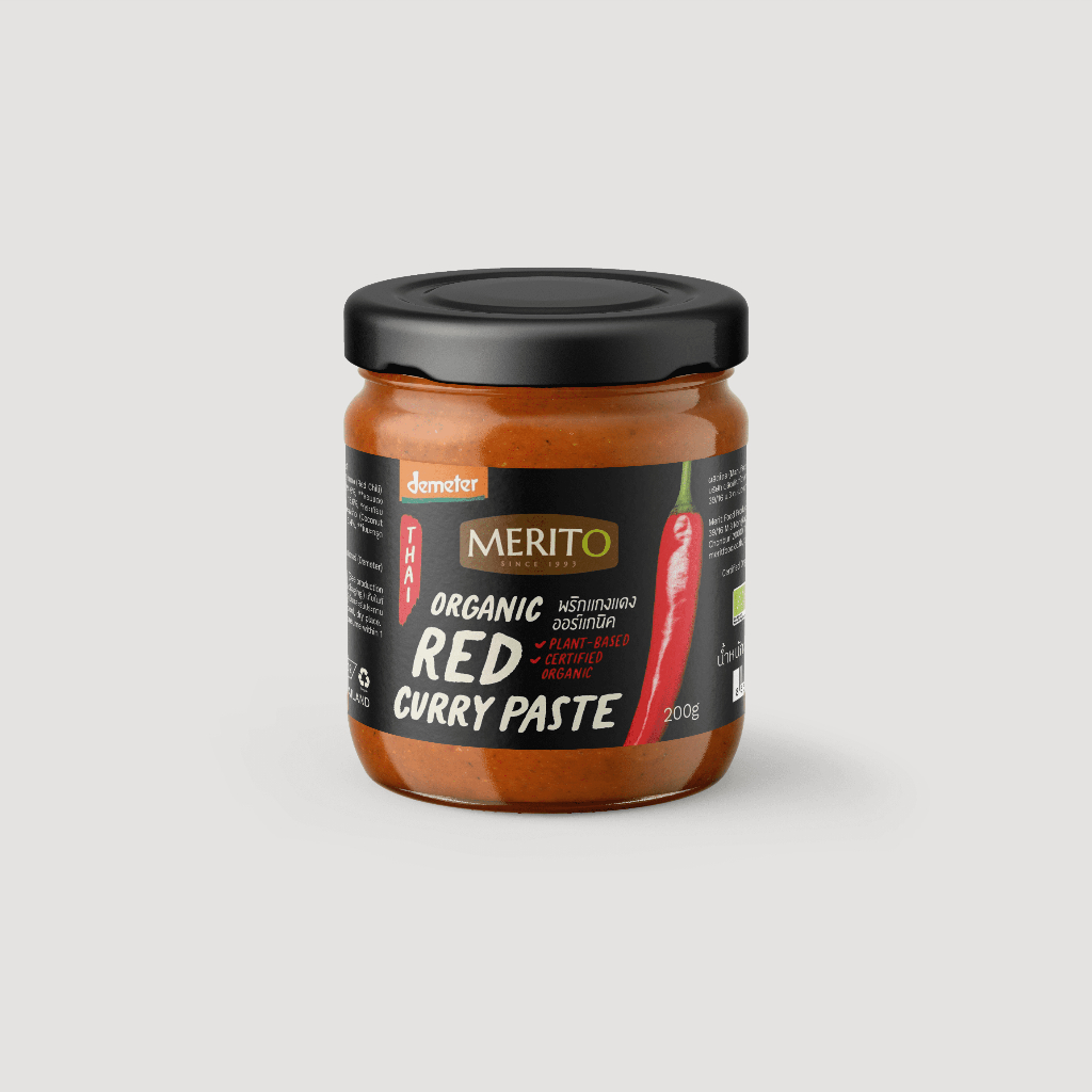 MeritO Organic Red Curry Paste 200g. (เมอริโต้ น้ำพริกแกงแดงออร์แกนิค 200 กรัม)