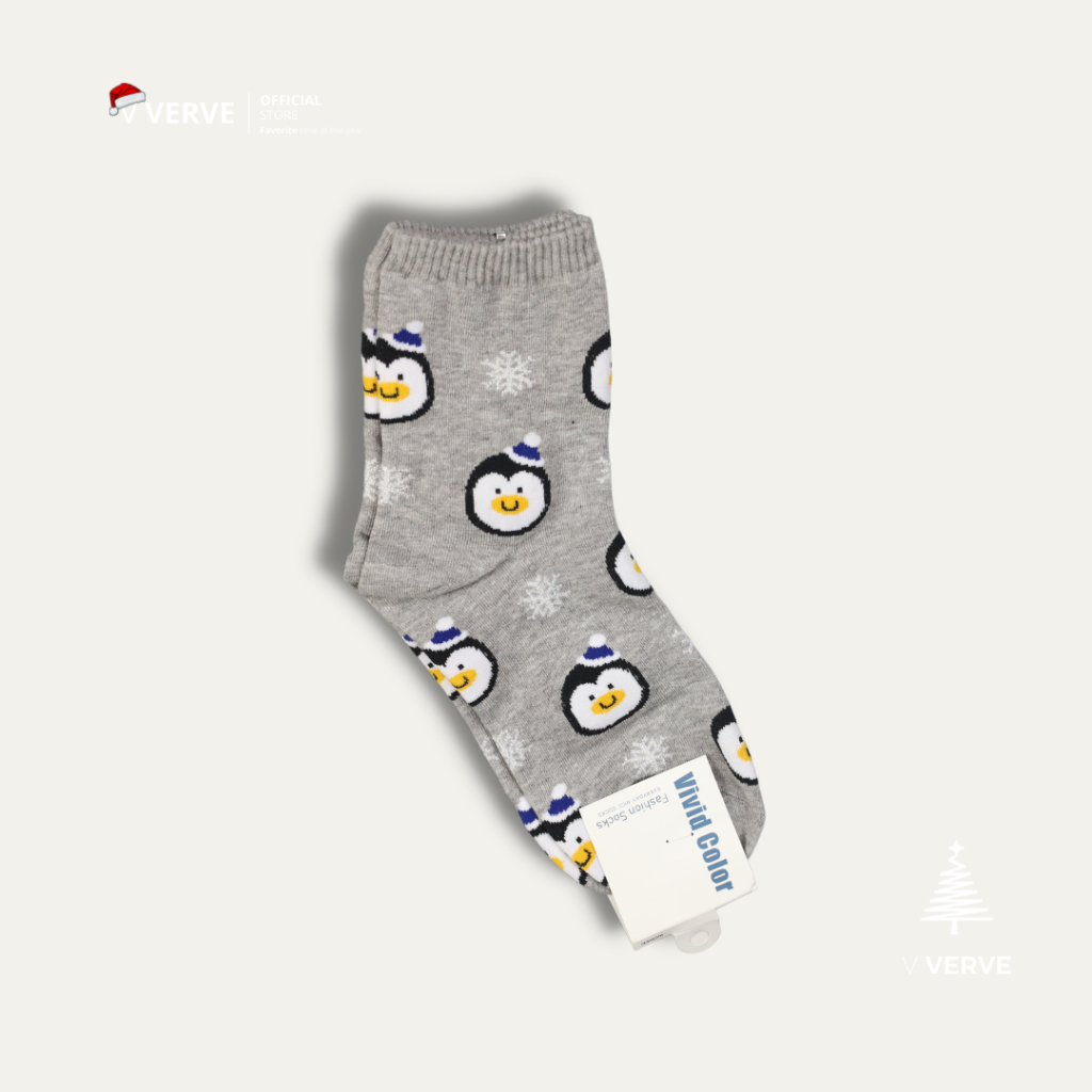 Verve - ถุงเท้าข้อยาว Vivid Korea ลายคริสต์มาส แบบข้อยาว คลุมข้อ Freesize - รูปที่ 4