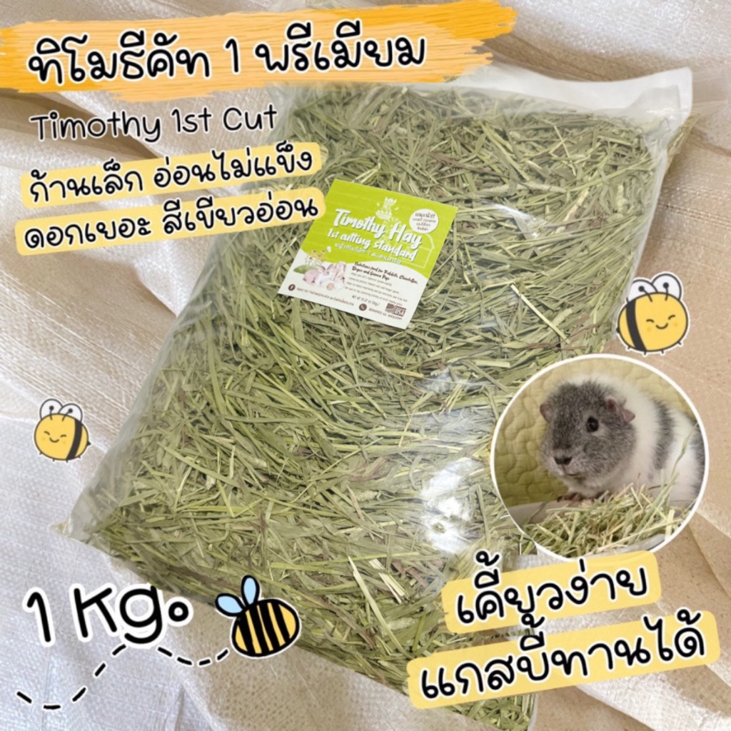 🍀หญ้าทิโมธีก้านเล็ก เส้นกรอบ (คล้ายมารุคัง) คัท1สแตนดาร์ดร่อนฝุ่น 1kg. หญ้ากระต่ายแกสบี้ทานง่ายกรอบไม่แข็ง