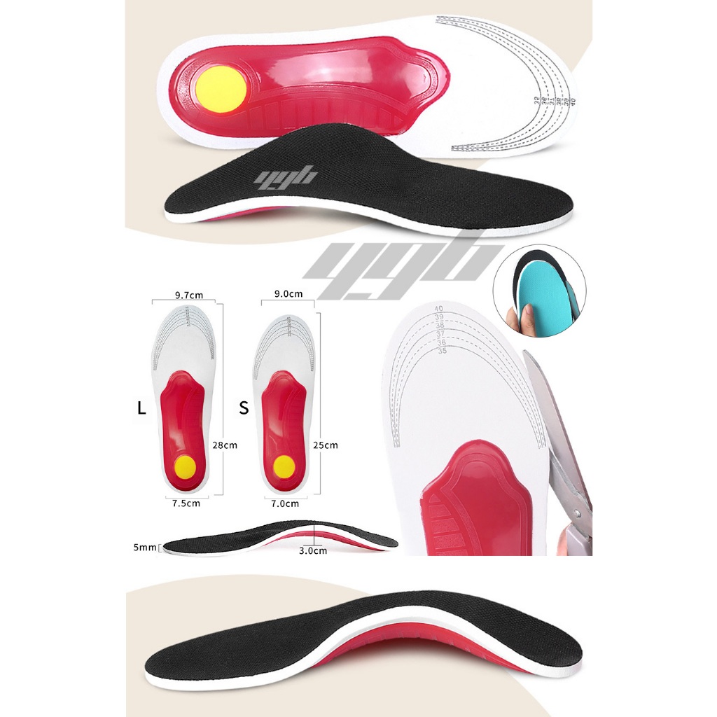 YGB แผ่นรองเท้าแบน (1คู่) แผ่นรองเท้า เพื่อสุขภาพ เสริมอุ้งเท้า (Orthotic Arch Support) เท้าแบน