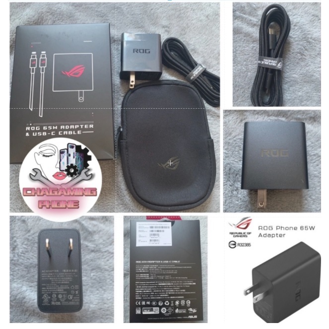 ที่ชาร์จแท้65W Adapter and USB-C Cable for Asus ROG Phone 5 & 6 6D 7 7U แบบมีประเป๋าแถม