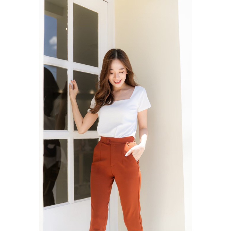 Nita Studio : RM6 กางเกงผ้าพรีเมี่ยมโรเชฟแบรนด์ NITA ขากระบอกเล็ก 8 ส่วน #RM6แบรนด์ NITA