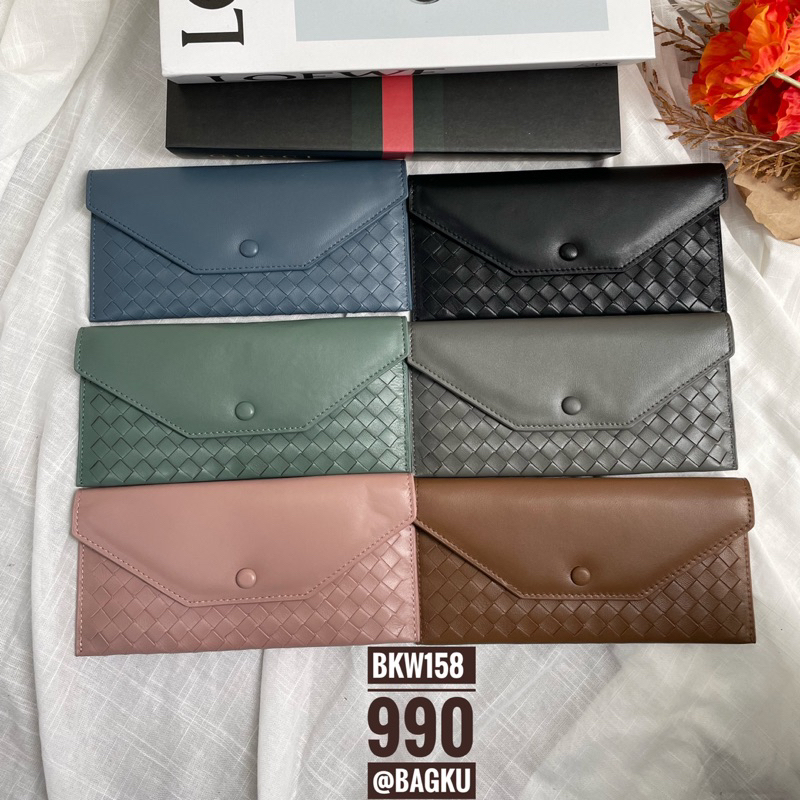 Code:JLWEEK1 ลดเพิ่ม15% BKW158กระเป๋าสตางค์หนังสานหนังแกะ