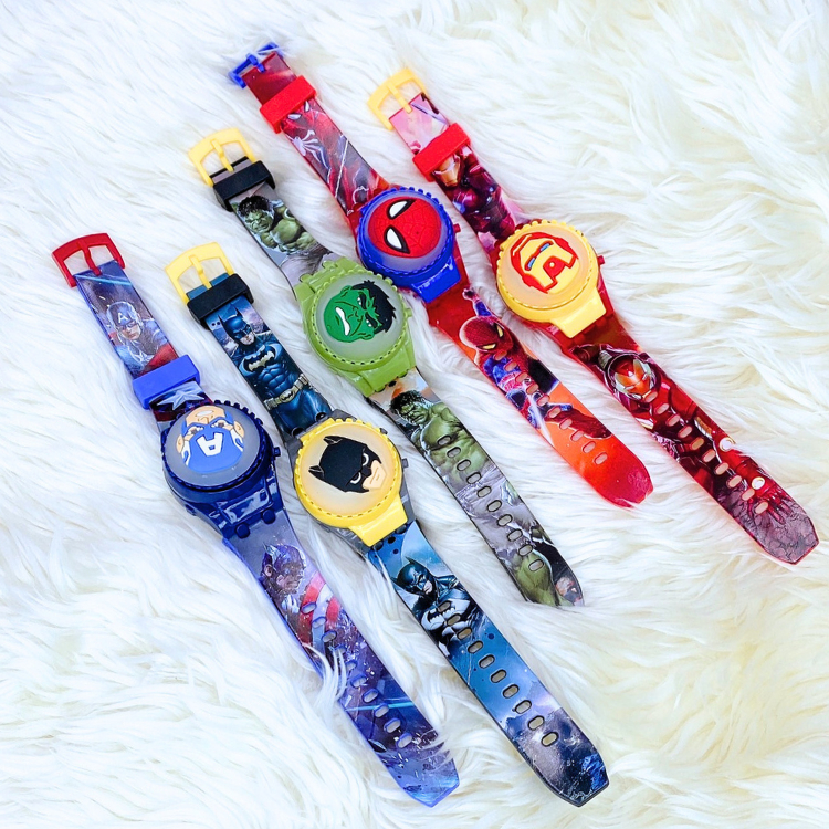 นาฬิกาเด็กผู้ชาย เด็กผู้หญิง มาใหม่ ลายน่ารักมาก มีไฟกระพริบ หัวหมุนได้ ระบบดิจิตอล พร้อมส่งงง