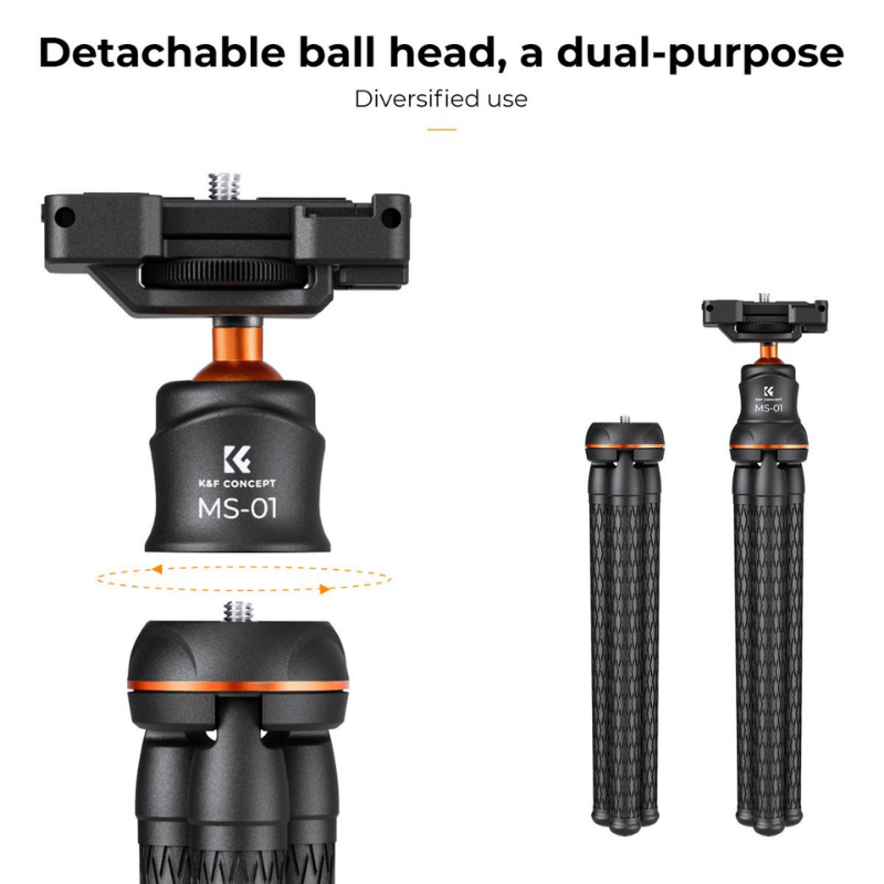 ขาตั้งกล้องหนวดปลาหมึก K&F ขนาดเล็กแบบยืดหยุ่น พร้อมรีโมทBluetooth (KF09.129)