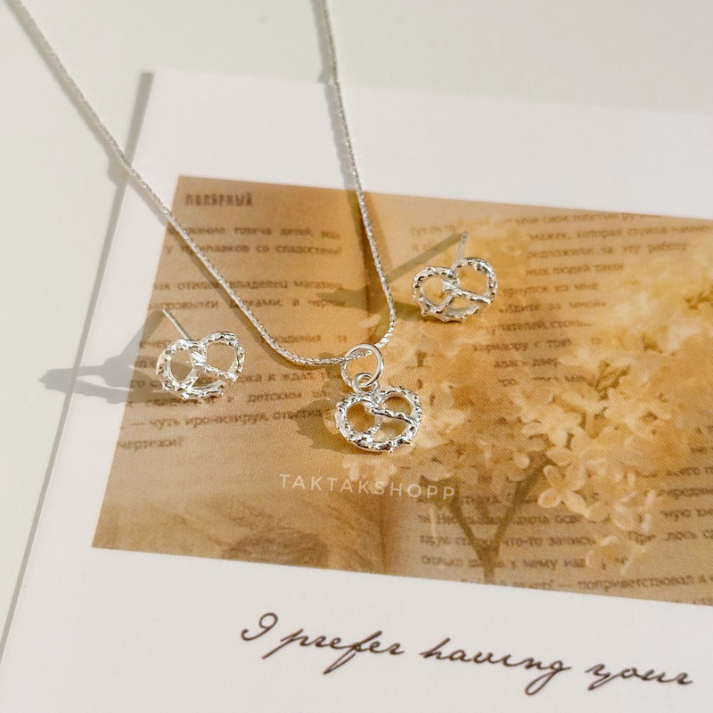 (ไม่รวมสร้อย)Pretzel Silver925 | จี้และต่างหูเพรทเซลเงินแท้92.5%