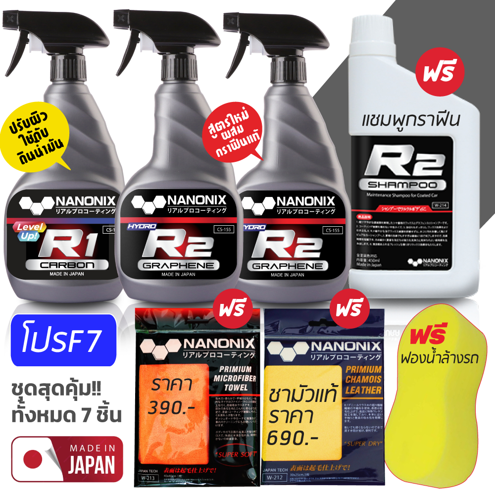 NANONIX R2 Set F7 ชุดสเปรย์เคลือบแก้วพร้อมแชมพูกราฟีน นำเข้าจากประเทศญี่ปุ่น