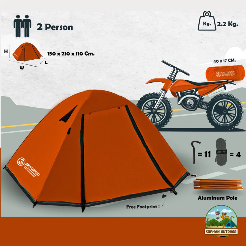 K2 Motorrad เต็นท์ Hi-End สำหรับแค้มปิ้ง เดินป่า สำหรับนอน 2 คน thumbnail 7
