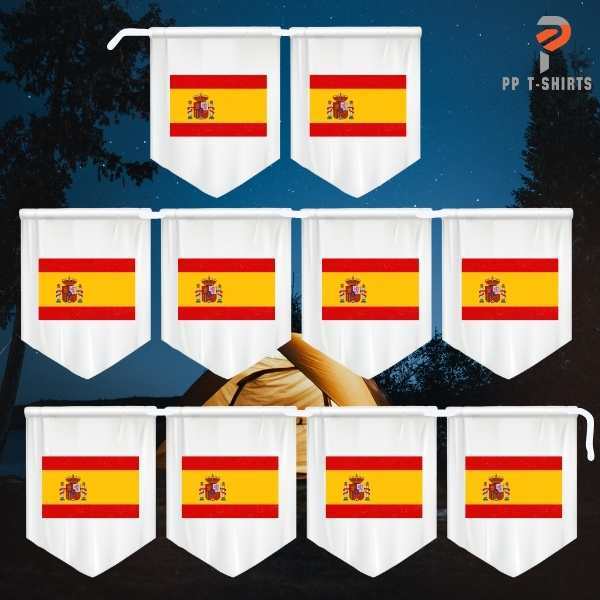 ธงราว ธงชาติสเปน  ผ้าดิบ 1 เส้น มี 10 ชิ้น ยาว 2 เมตร