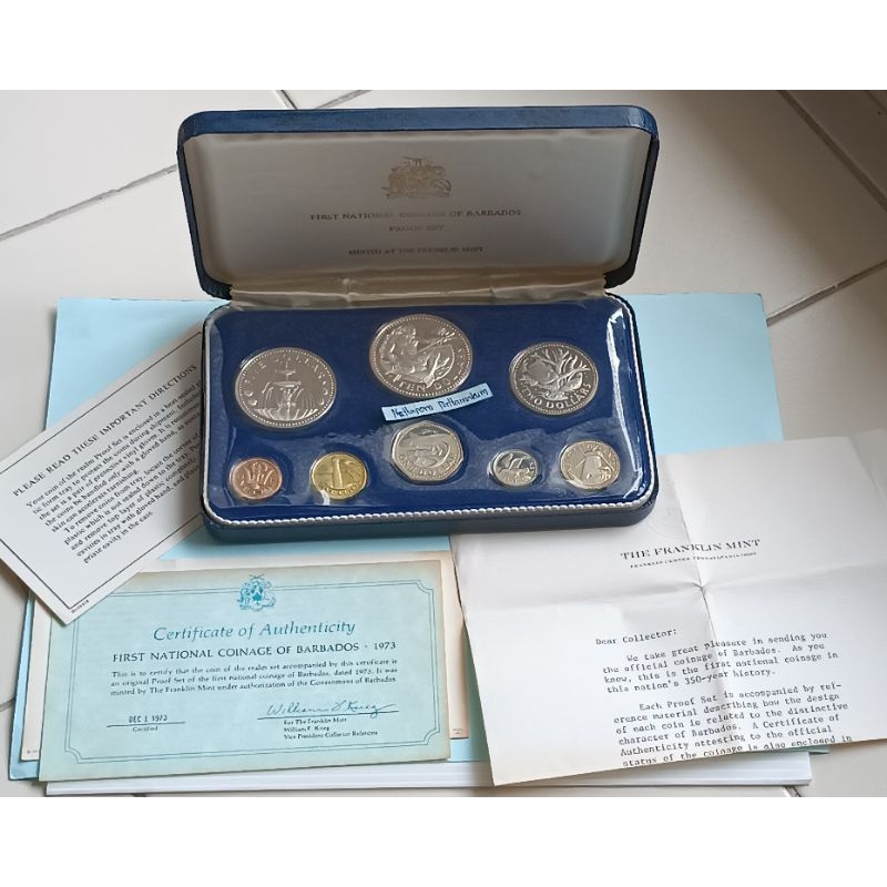 บาร์เบโดส ชุดเหรียญขัดเงา 8 เหรียญ ปี 1973 / 10 Dollars .925 Silver ,5 Dollars .800 Silver #เนื้อเงิ