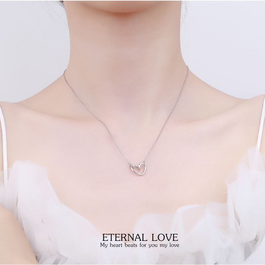 Eternal love N71 สร้อยคอเงินแท้ 92.5% จี้หัวใจ ขนาดความยาว 40+4cm