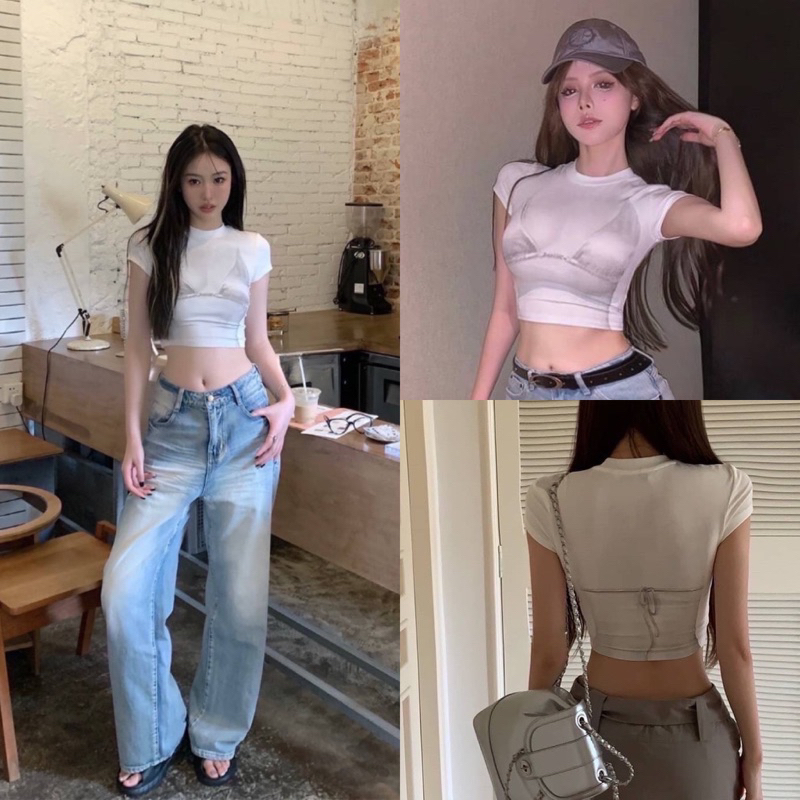 เสื้อครอป สกรีนลาย sexy ทรงเข้ารูปกระชับ ส62